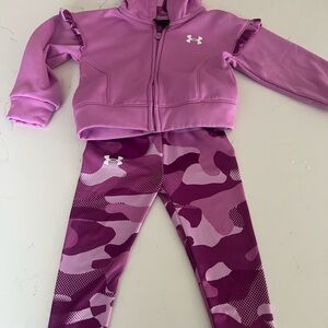 Girls Under Armour Purple Jacket & Camo Leggings. Size 2T